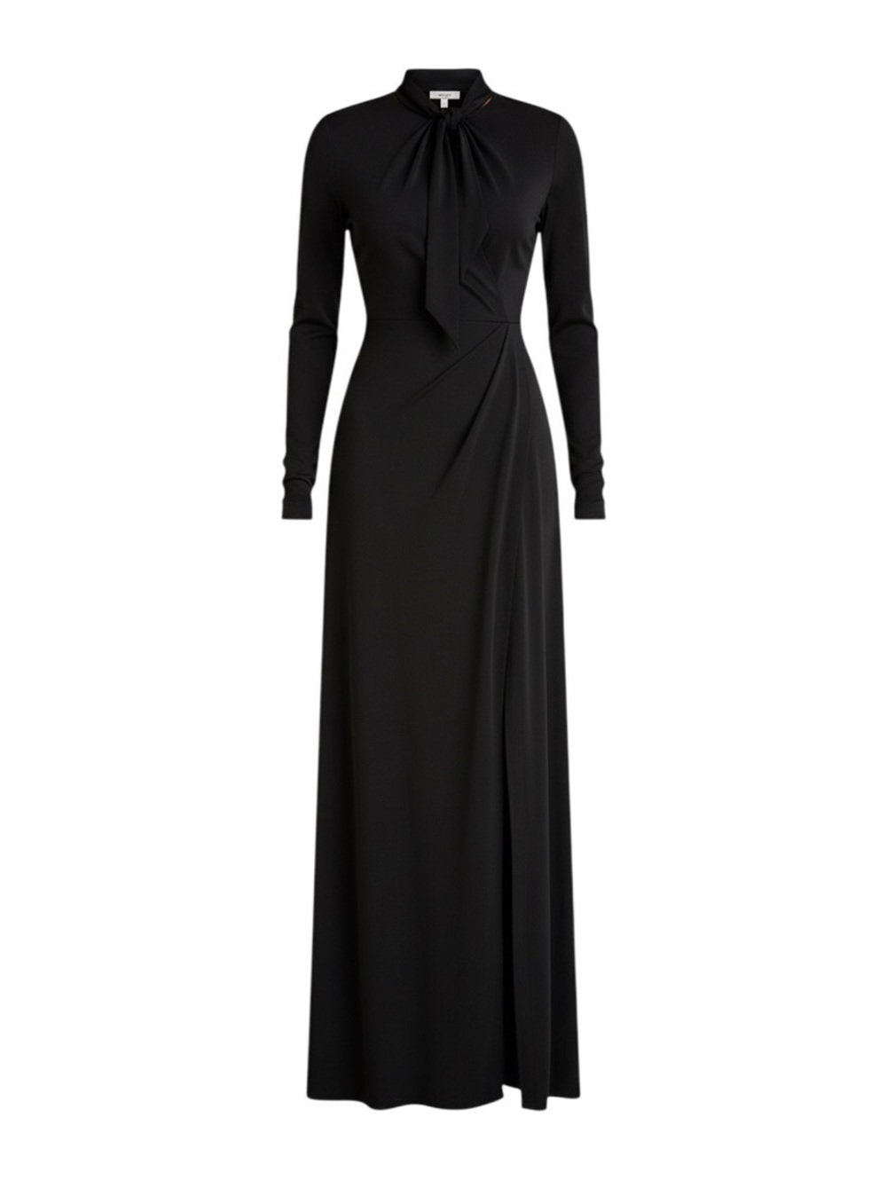 Vintage Lillie Rubin Black Tie-Neck Maxi Dress